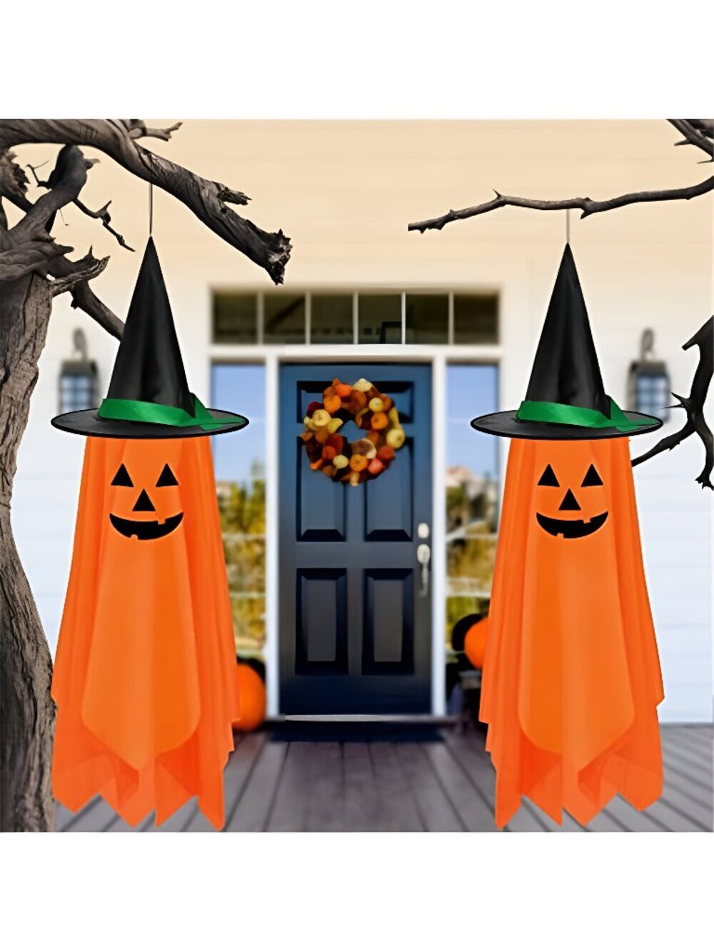 2 Pack Halloween Hanging Decorations Hanging Pumpkins Decor for Outdoor